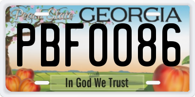 GA license plate PBF0086
