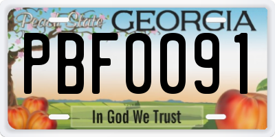 GA license plate PBF0091