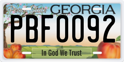 GA license plate PBF0092
