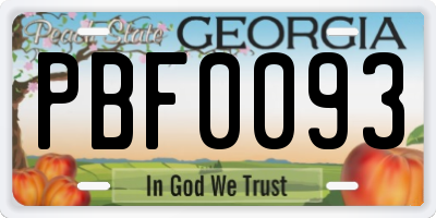 GA license plate PBF0093