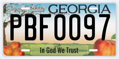 GA license plate PBF0097