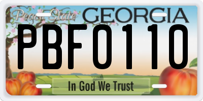 GA license plate PBF0110