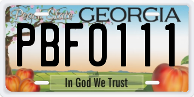 GA license plate PBF0111