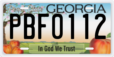 GA license plate PBF0112