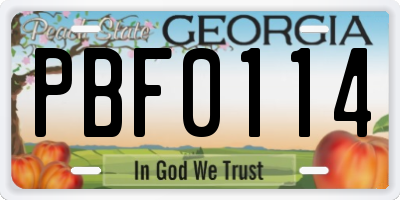 GA license plate PBF0114