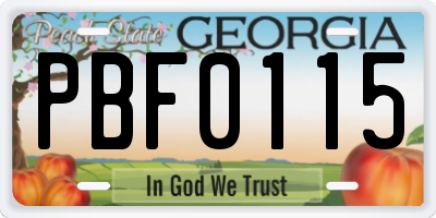 GA license plate PBF0115