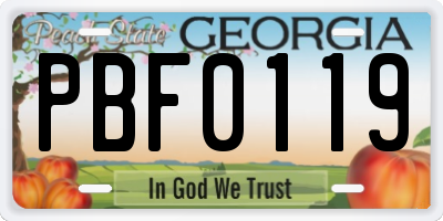 GA license plate PBF0119