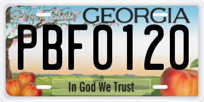 GA license plate PBF0120