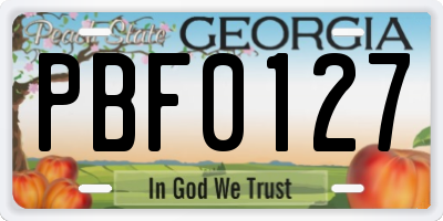 GA license plate PBF0127