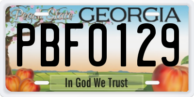 GA license plate PBF0129