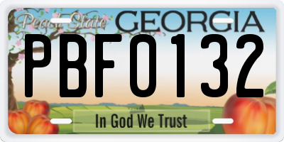 GA license plate PBF0132