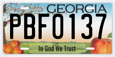 GA license plate PBF0137
