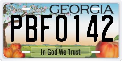 GA license plate PBF0142
