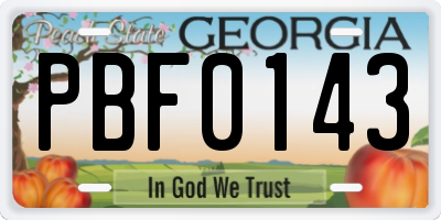 GA license plate PBF0143
