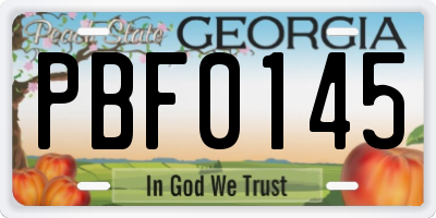 GA license plate PBF0145