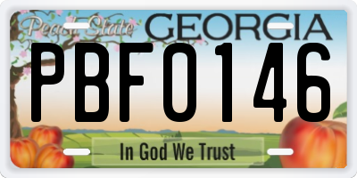 GA license plate PBF0146
