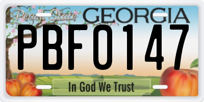 GA license plate PBF0147