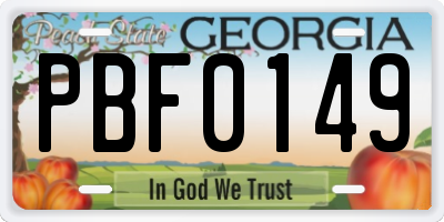 GA license plate PBF0149