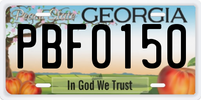 GA license plate PBF0150