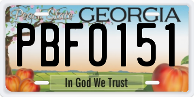 GA license plate PBF0151