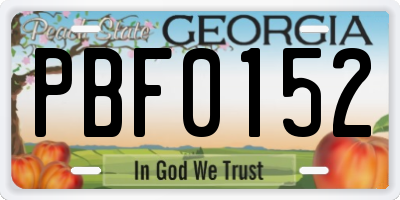 GA license plate PBF0152
