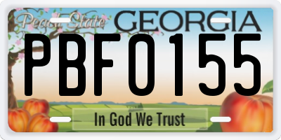 GA license plate PBF0155