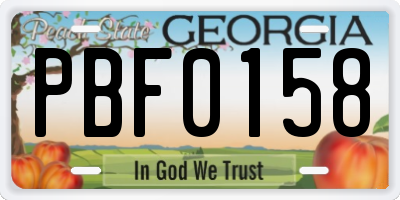 GA license plate PBF0158
