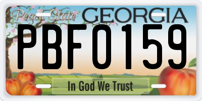GA license plate PBF0159