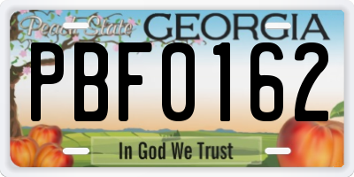 GA license plate PBF0162