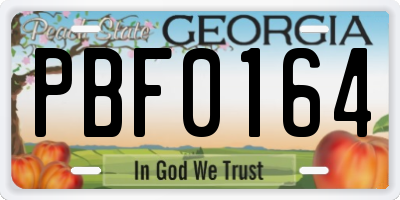 GA license plate PBF0164