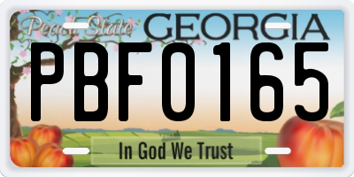 GA license plate PBF0165