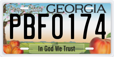 GA license plate PBF0174