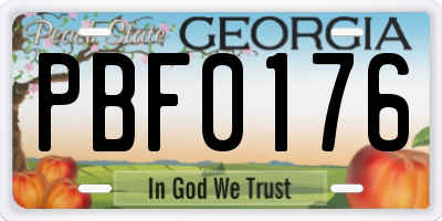 GA license plate PBF0176