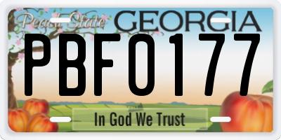 GA license plate PBF0177