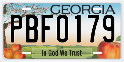 GA license plate PBF0179