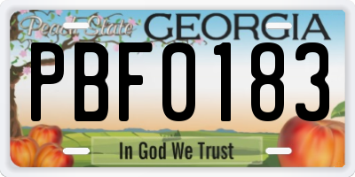 GA license plate PBF0183