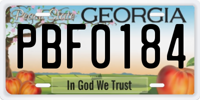 GA license plate PBF0184