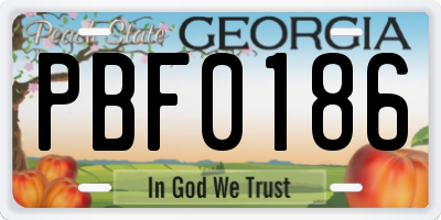 GA license plate PBF0186