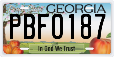 GA license plate PBF0187