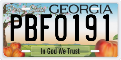 GA license plate PBF0191