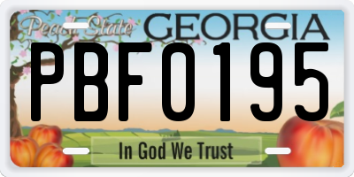 GA license plate PBF0195