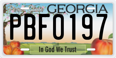 GA license plate PBF0197
