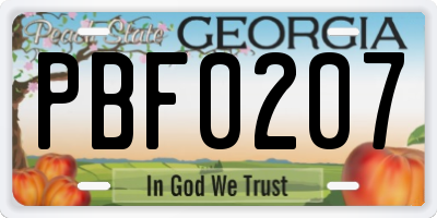 GA license plate PBF0207