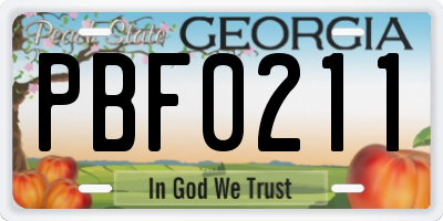 GA license plate PBF0211