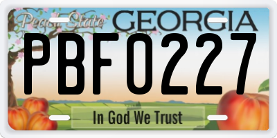 GA license plate PBF0227