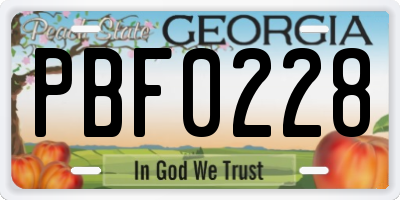 GA license plate PBF0228
