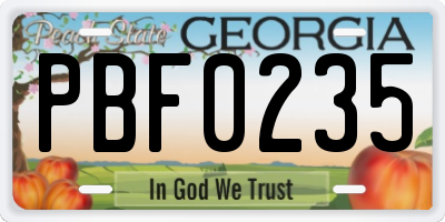 GA license plate PBF0235