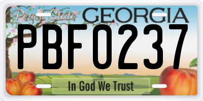 GA license plate PBF0237