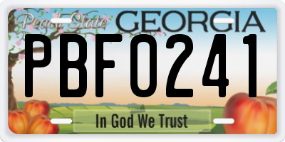 GA license plate PBF0241