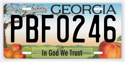 GA license plate PBF0246